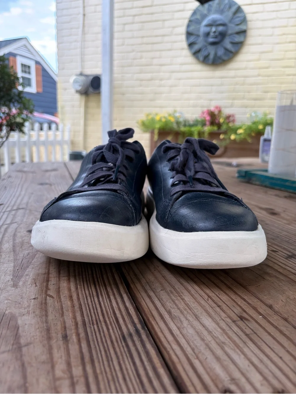 Cole Haan Men's Navy Leather Sneakers with White Sole